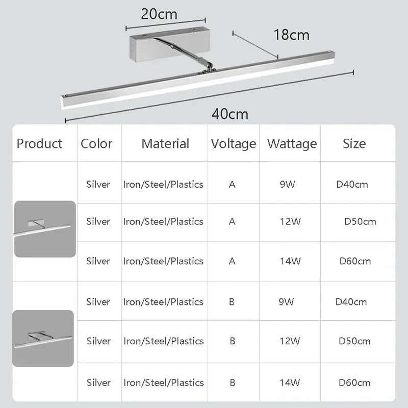 Modern Retractable LED Mirror Front Light