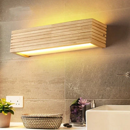 Wood Long Strip Wall Lamp Interior