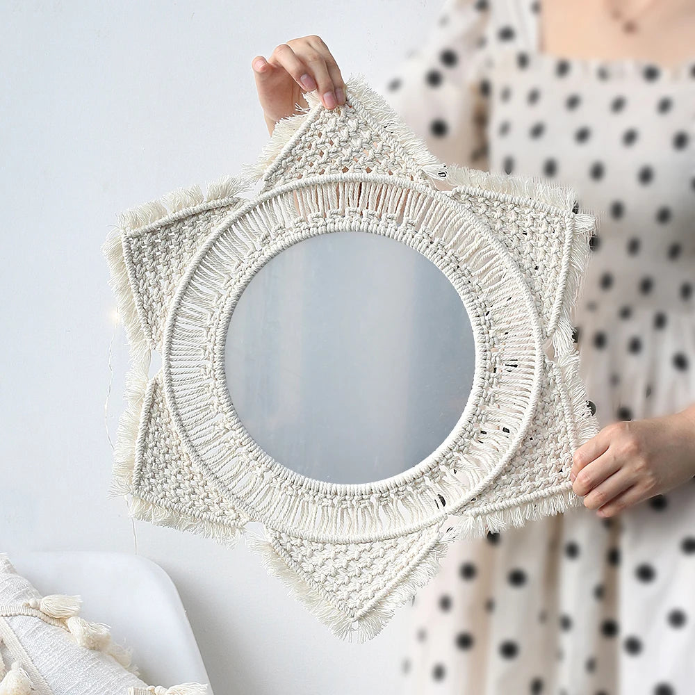 Macrame Boho Wall Hanging Mirror