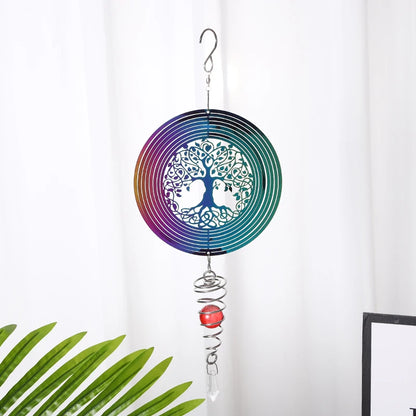 3D Rotating Wind Chimes Spinner Tree Of Life Outdoor Decoration Hanging