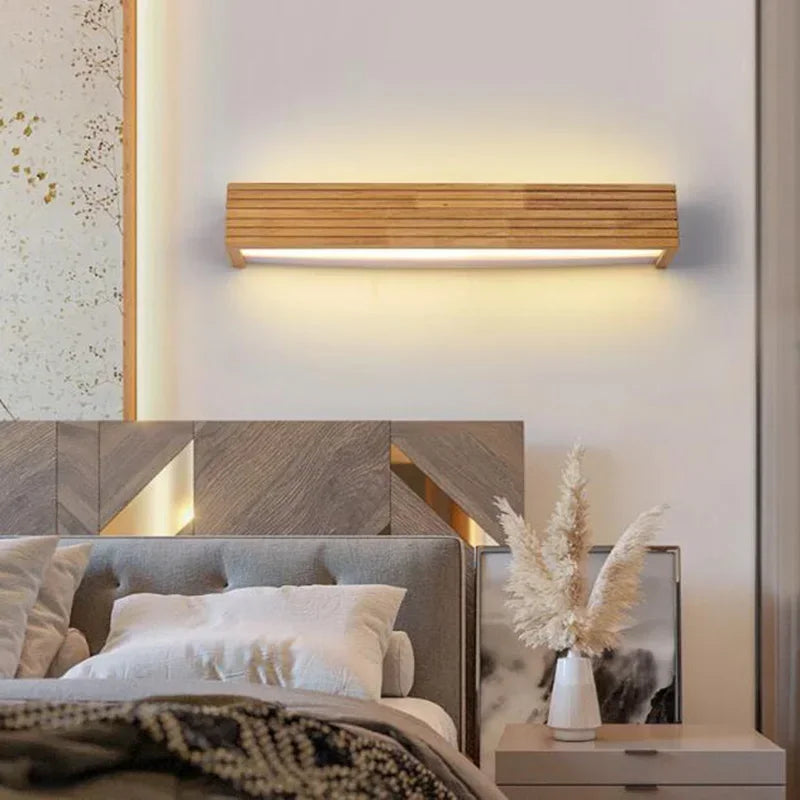 Wood Long Strip Wall Lamp Interior