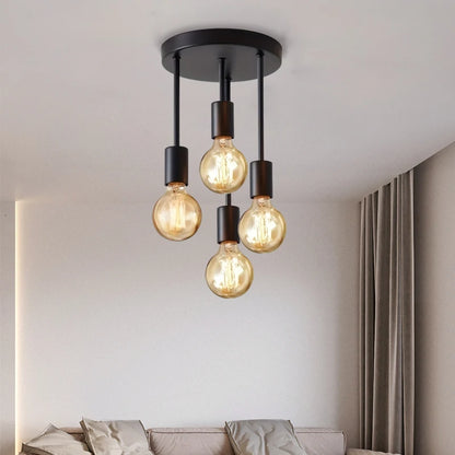 Black modern 4 E27 bulb base ceiling light