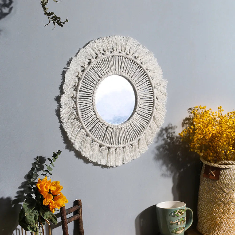 Wall Mirror Macrame Decorative