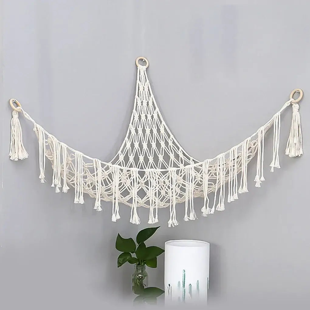 Boho Plush Toy Hammock Net for Bedroom Living Room 