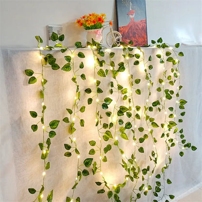 Flower Green Leaf String Lights Artificial Decor