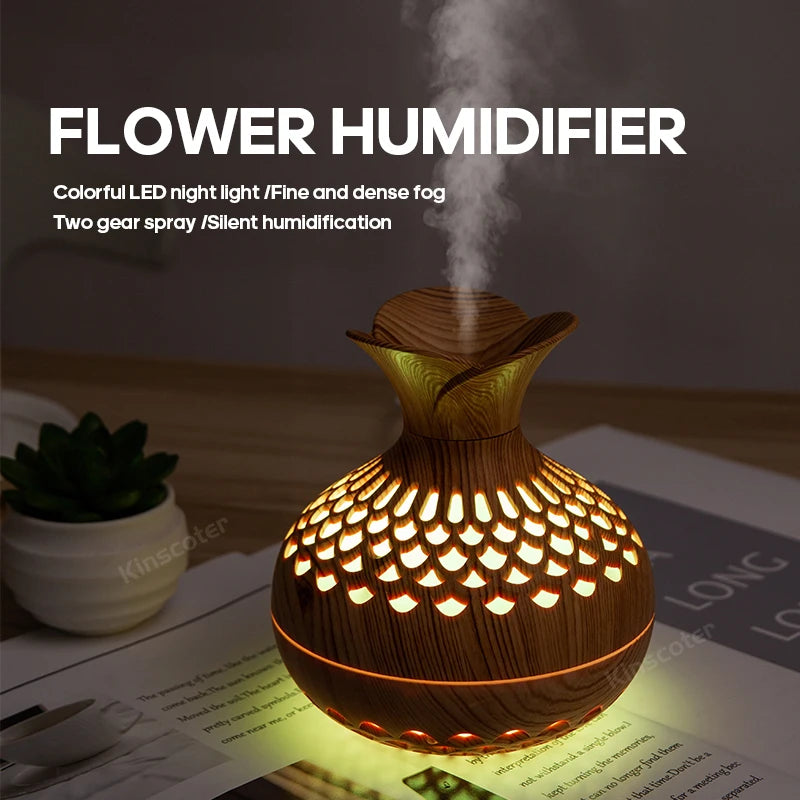 Aromatherapy Vase Diffuser 300ml Wood Grain