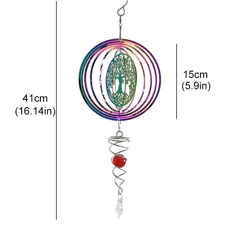 3D Rotating Wind Chimes Spinner Tree Of Life Outdoor Decoration Hanging