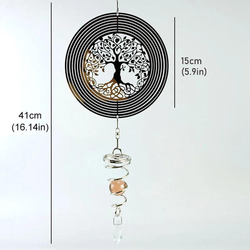 3D Rotating Wind Chimes Spinner Tree Of Life Outdoor Decoration Hanging