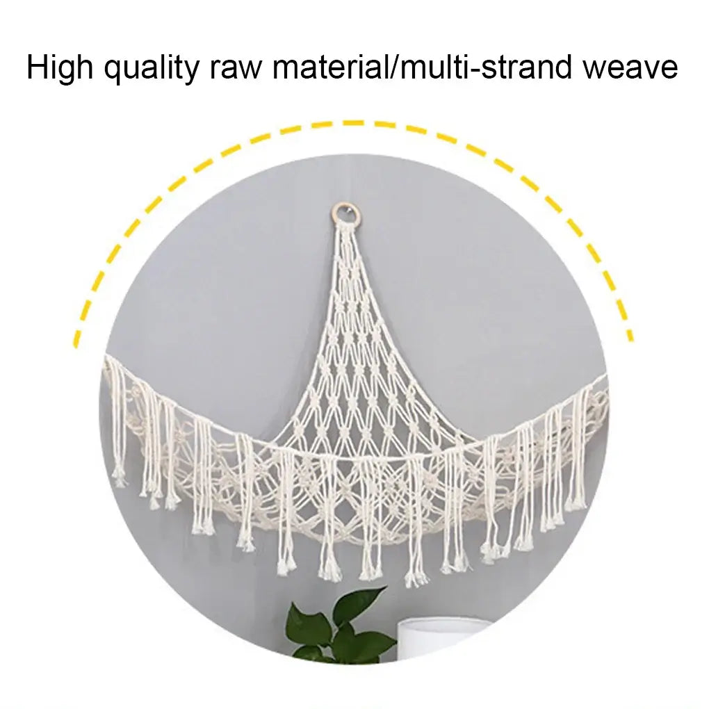 Boho plush toy hammock net for bedroom storage