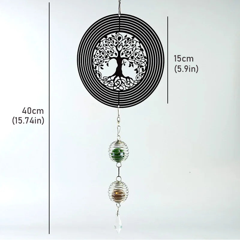 3D Rotating Wind Chimes Spinner Tree Of Life Outdoor Decoration Hanging