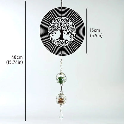 3D Rotating Wind Chimes Spinner Tree Of Life Outdoor Decoration Hanging