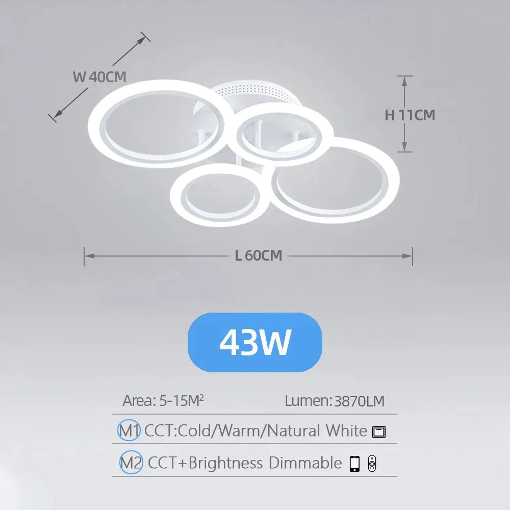 Modern LED Chandelier Home Lighting Ring Ceiling Mount