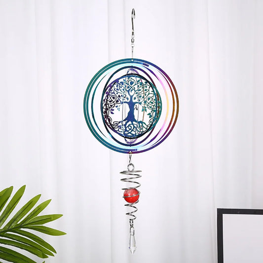 3D Rotating Wind Chimes Spinner Tree Of Life Outdoor Decoration Hanging