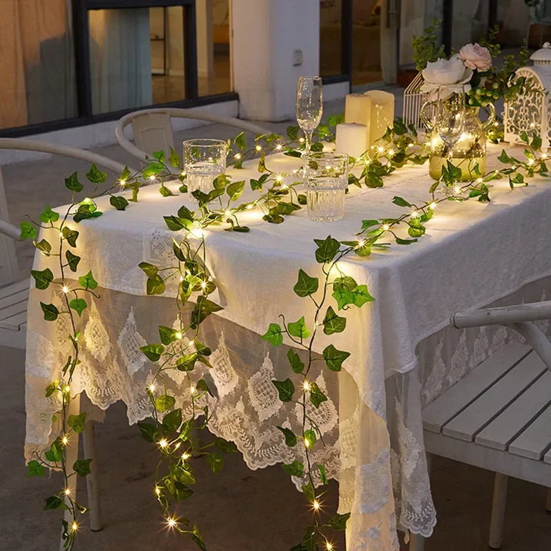 Flower Green Leaf String Lights Artificial Decor