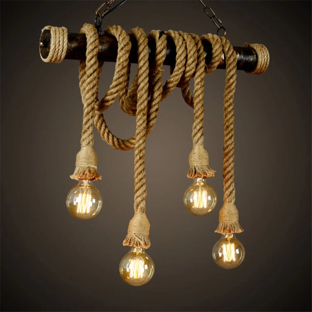 Retro Vintage Hemp Rope Pendant Light