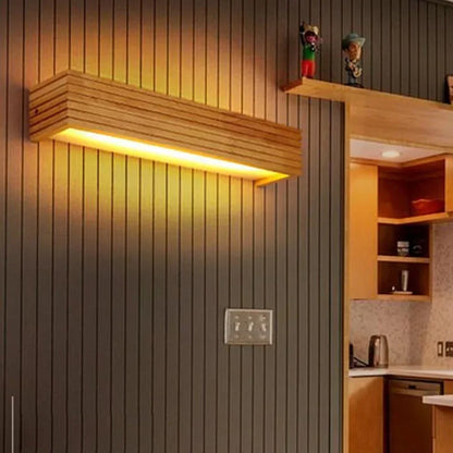 Wood Long Strip Wall Lamp Interior