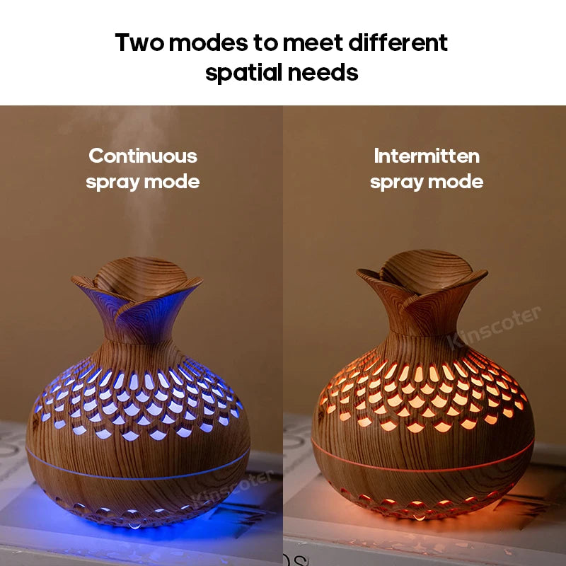 Aromatherapy Vase Diffuser 300ml Wood Grain