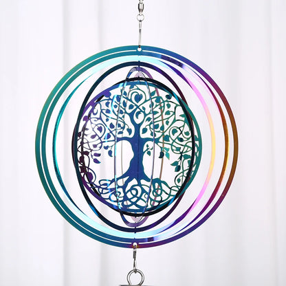 3D Rotating Wind Chimes Spinner Tree Of Life Outdoor Decoration Hanging