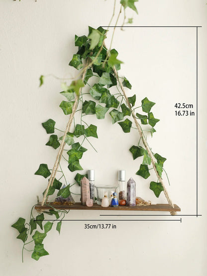 Wood Shelf with Leaf Hanging Decoration LED