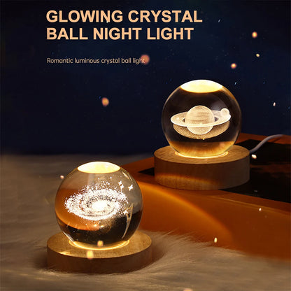 LED Crystal Ball Table Lamp USB Night Light Decor