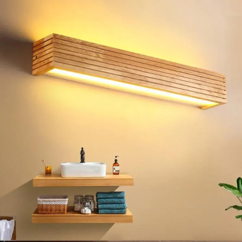 Wood Long Strip Wall Lamp Interior